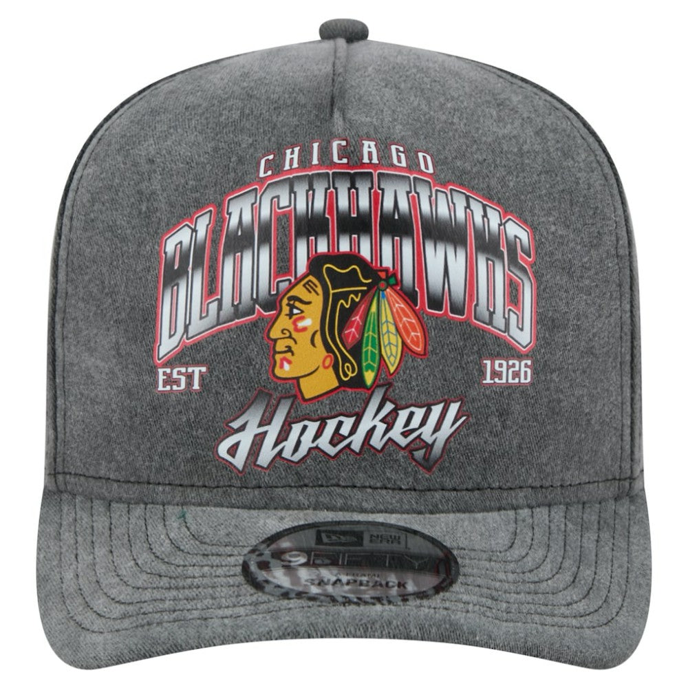 Chicago Blackhawks New Era Throwback Washed A-Frame Pre-Curved 9FIFTY Snapback Hat Sale