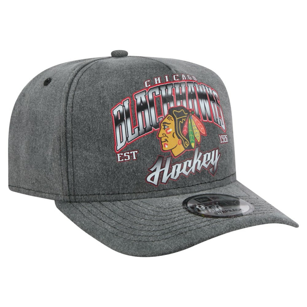 Chicago Blackhawks New Era Throwback Washed A-Frame Pre-Curved 9FIFTY Snapback Hat Sale