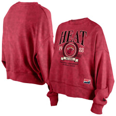 Miami Heat Women's Throwback Vintage Enzyme Wash Oversized Boxy Pullover Sweatshirt On Sale