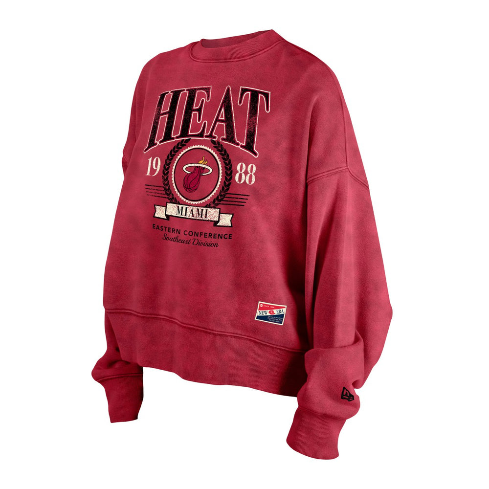 Miami Heat Women's Throwback Vintage Enzyme Wash Oversized Boxy Pullover Sweatshirt On Sale