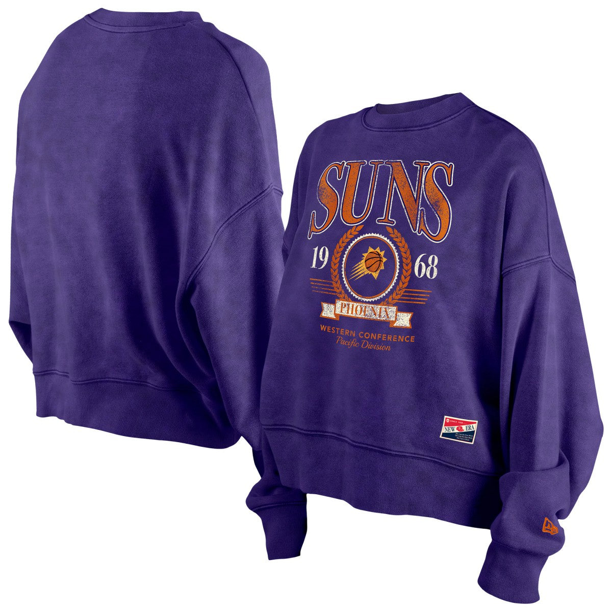 Phoenix Suns Women's Throwback Vintage Enzyme Wash Oversized Boxy Pullover Sweatshirt Discount