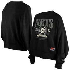 Brooklyn Nets Women's Throwback Vintage Enzyme Wash Oversized Boxy Pullover Sweatshirt Online