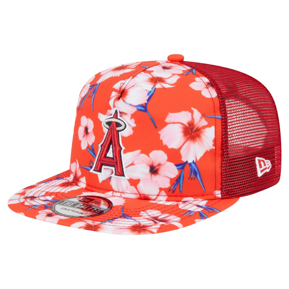 Los Angeles Angels New Era Adventure Pattern Golfer Trucker Snapback Hat | MLB Discount