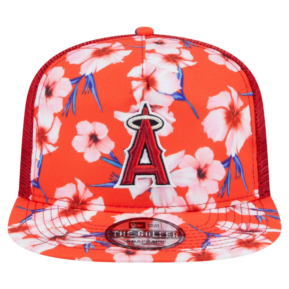 Los Angeles Angels New Era Adventure Pattern Golfer Trucker Snapback Hat | MLB Discount