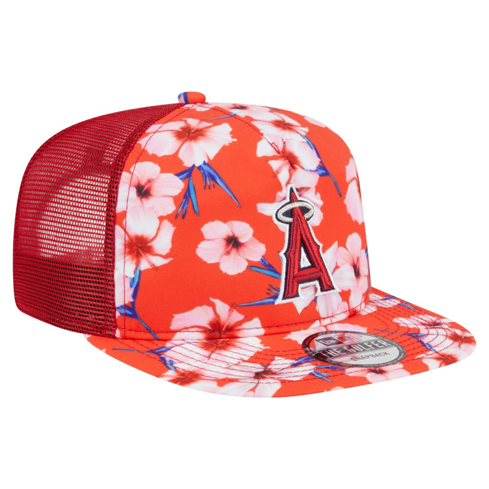 Los Angeles Angels New Era Adventure Pattern Golfer Trucker Snapback Hat | MLB Discount