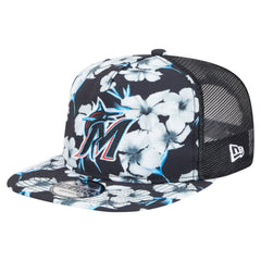 Miami Marlins New Era Adventure Pattern Golfer Trucker Snapback Hat | MLB For sale