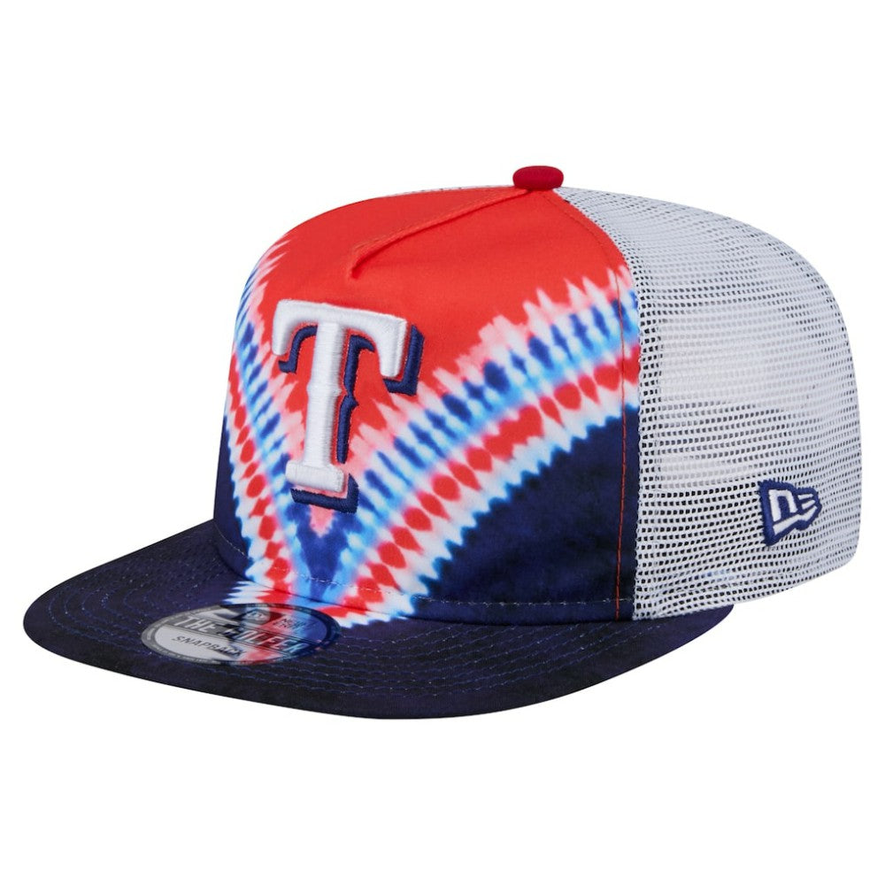 Texas Rangers New Era Tie-Dye Golfer Trucker Adjustable Hat | MLB For sale
