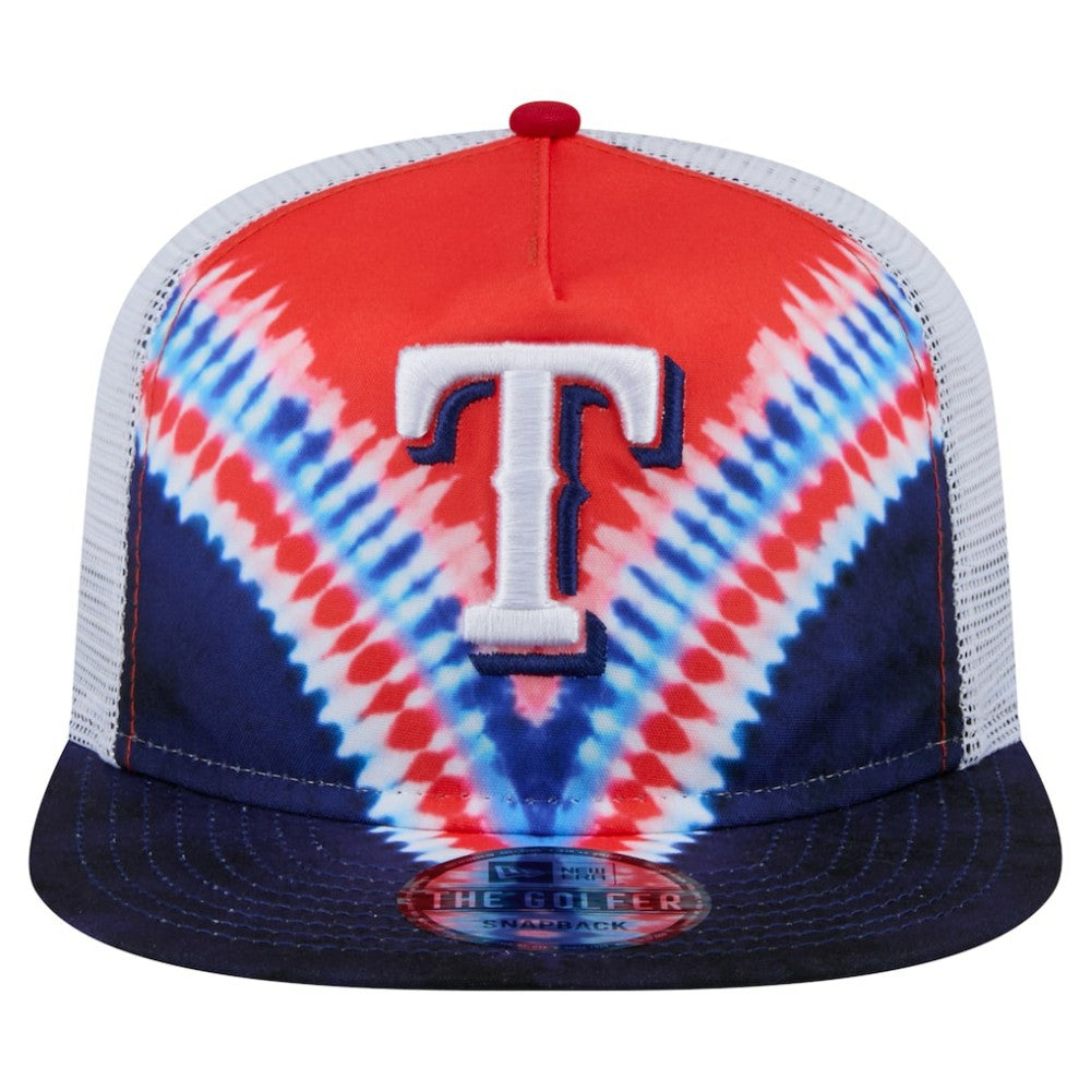 Texas Rangers New Era Tie-Dye Golfer Trucker Adjustable Hat | MLB For sale