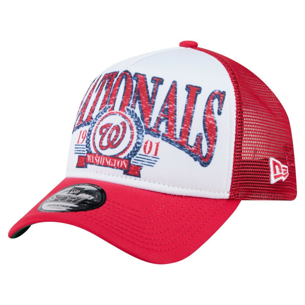 Washington Nationals New Era Distressed 9FORTY A-Frame Adjustable Trucker Hat | MLB For sale