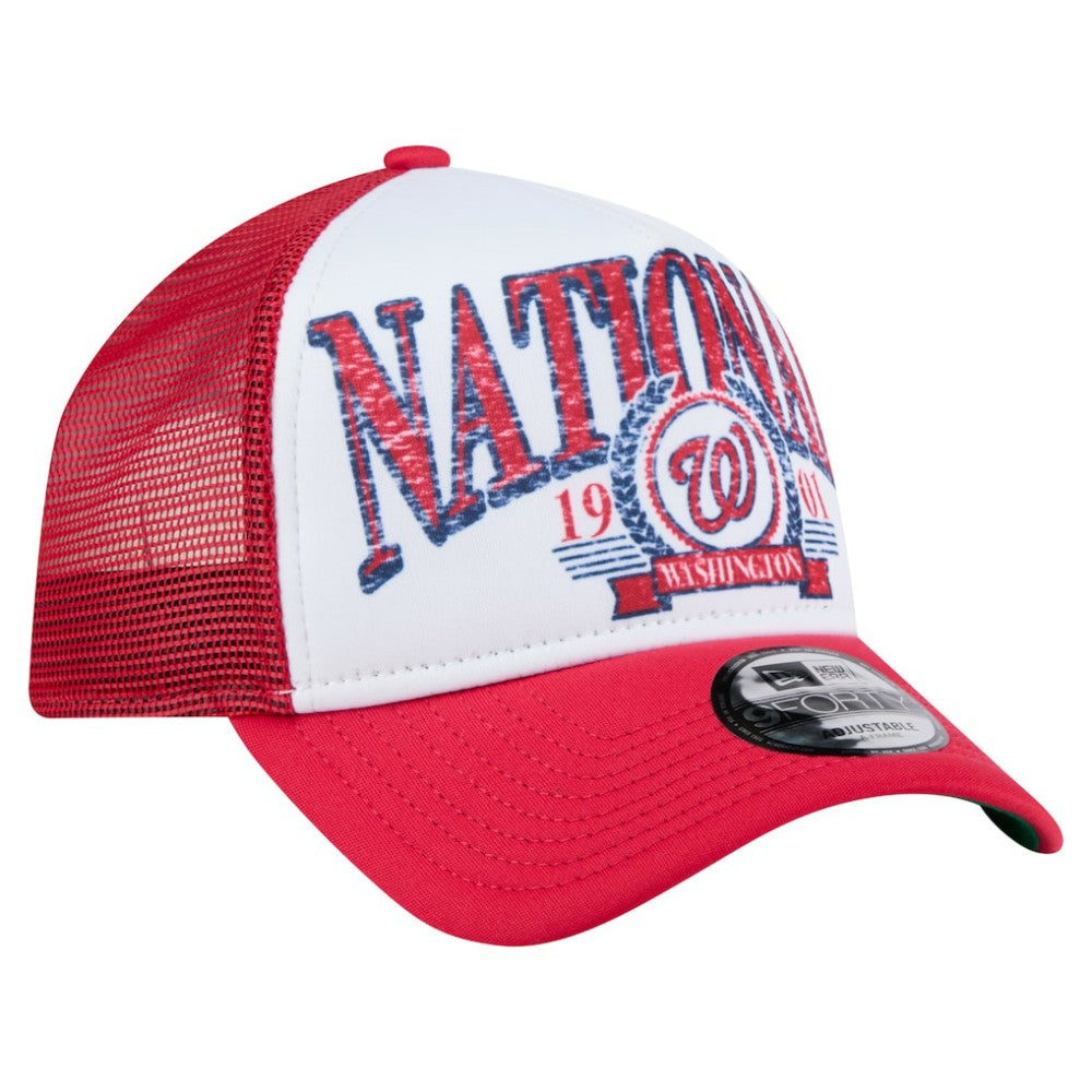 Washington Nationals New Era Distressed 9FORTY A-Frame Adjustable Trucker Hat | MLB For sale