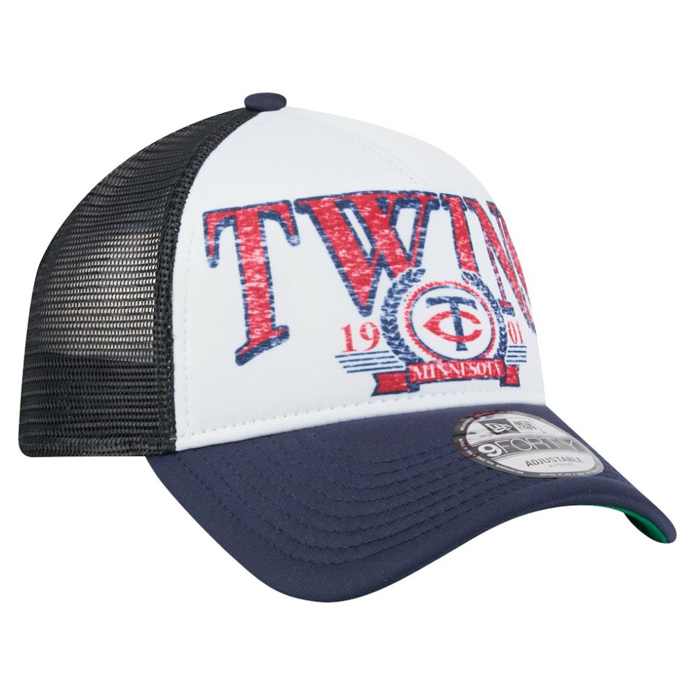 Minnesota Twins New Era Distressed 9FORTY A-Frame Adjustable Trucker Hat | MLB Discount