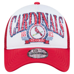 St. Louis Cardinals New Era Distressed 9FORTY A-Frame Adjustable Trucker Hat | MLB Outlet
