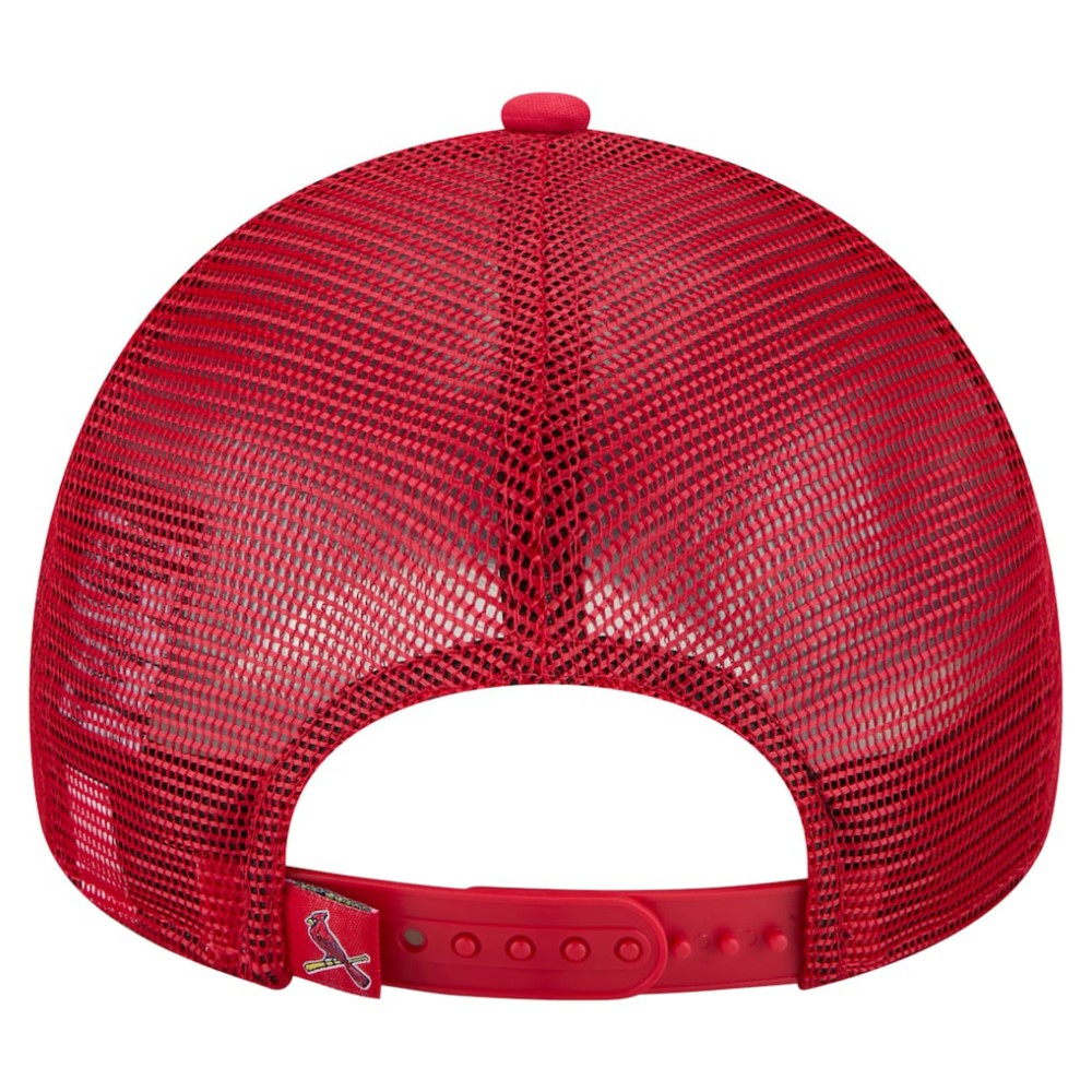St. Louis Cardinals New Era Distressed 9FORTY A-Frame Adjustable Trucker Hat | MLB Outlet