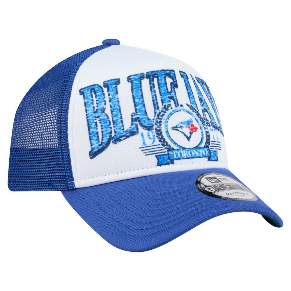 Toronto Blue Jays New Era Distressed 9FORTY A-Frame Adjustable Trucker Hat | MLB Online