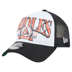 Baltimore Orioles New Era Distressed 9FORTY A-Frame Adjustable Trucker Hat | MLB US