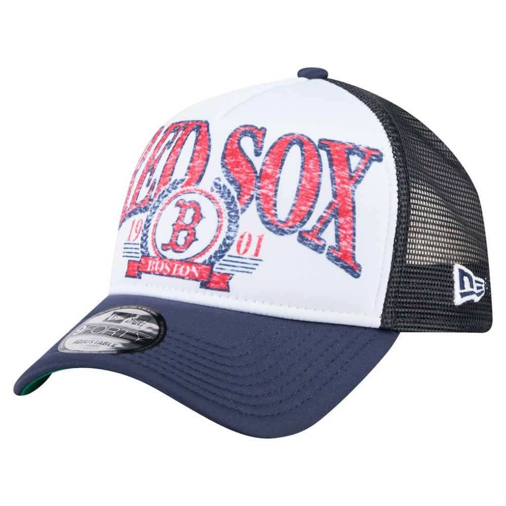 Boston Red Sox New Era Distressed 9FORTY A-Frame Adjustable Trucker Hat | MLB Outlet