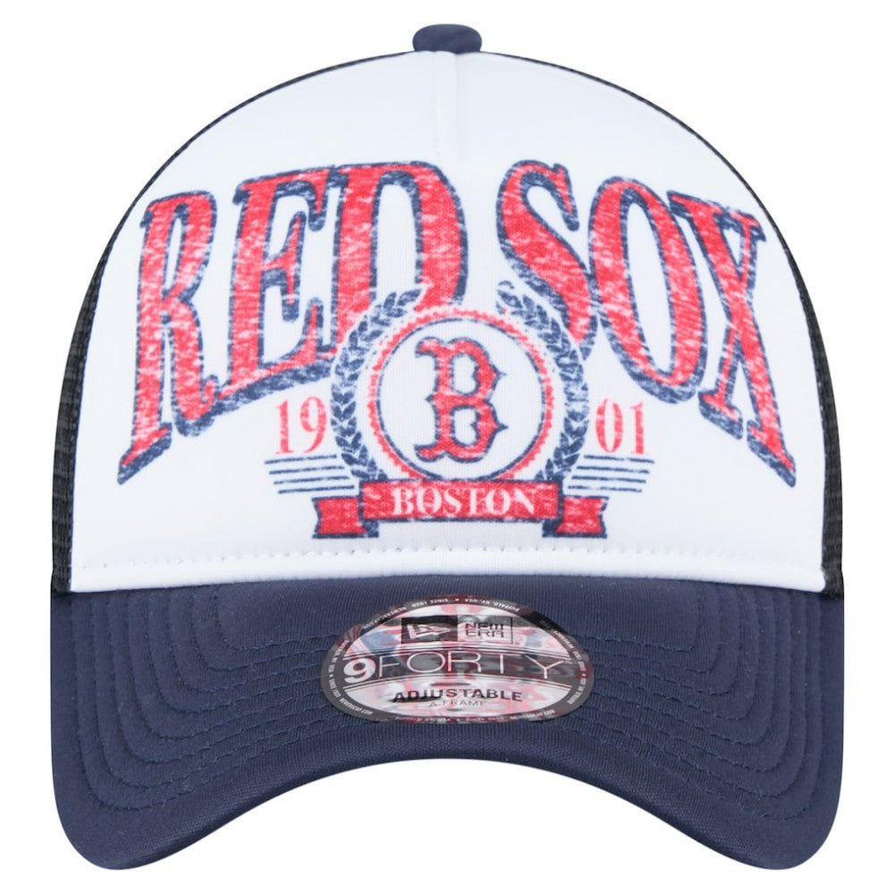 Boston Red Sox New Era Distressed 9FORTY A-Frame Adjustable Trucker Hat | MLB Outlet
