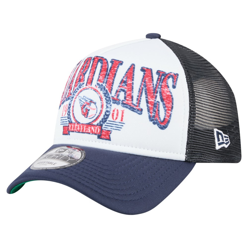 Cleveland Guardians New Era Distressed 9FORTY A-Frame Adjustable Trucker Hat | MLB Online