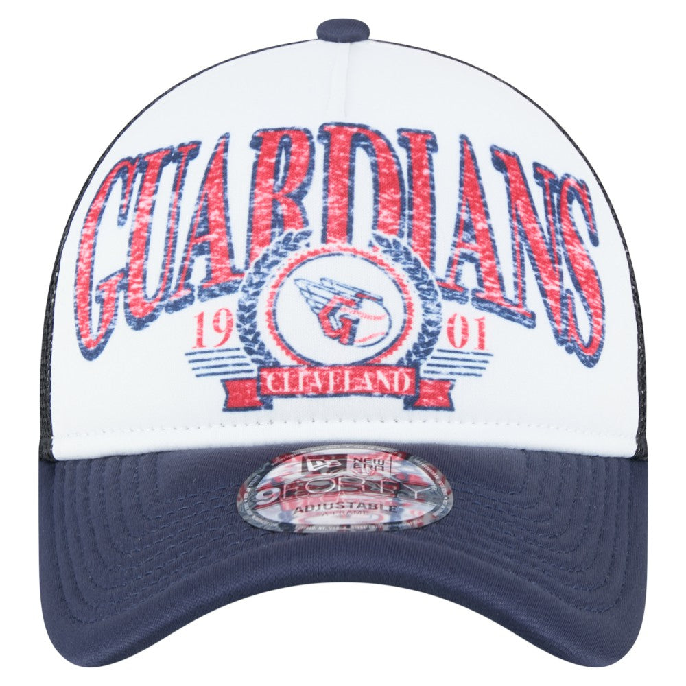 Cleveland Guardians New Era Distressed 9FORTY A-Frame Adjustable Trucker Hat | MLB Online