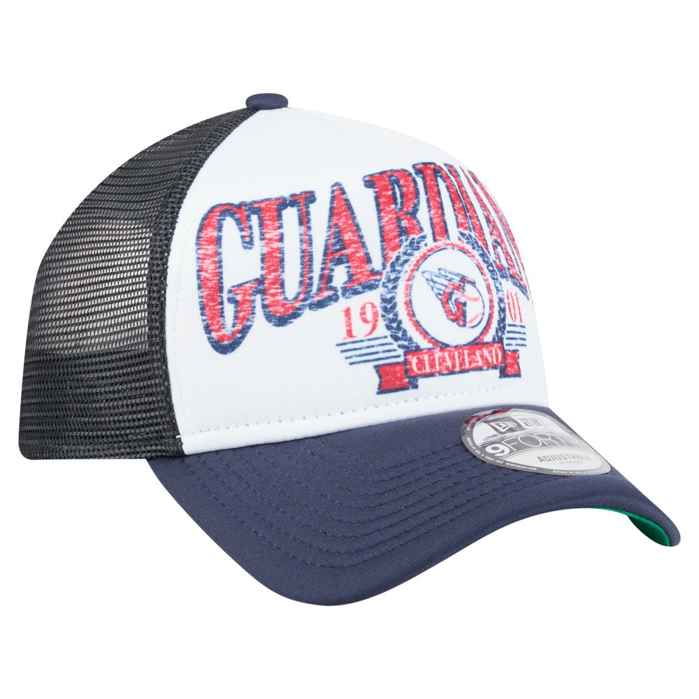 Cleveland Guardians New Era Distressed 9FORTY A-Frame Adjustable Trucker Hat | MLB Online