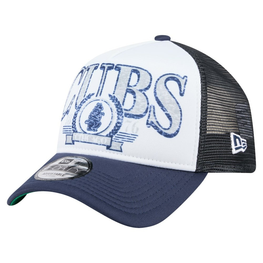 Chicago Cubs New Era Distressed 9FORTY A-Frame Adjustable Trucker Hat | MLB Online