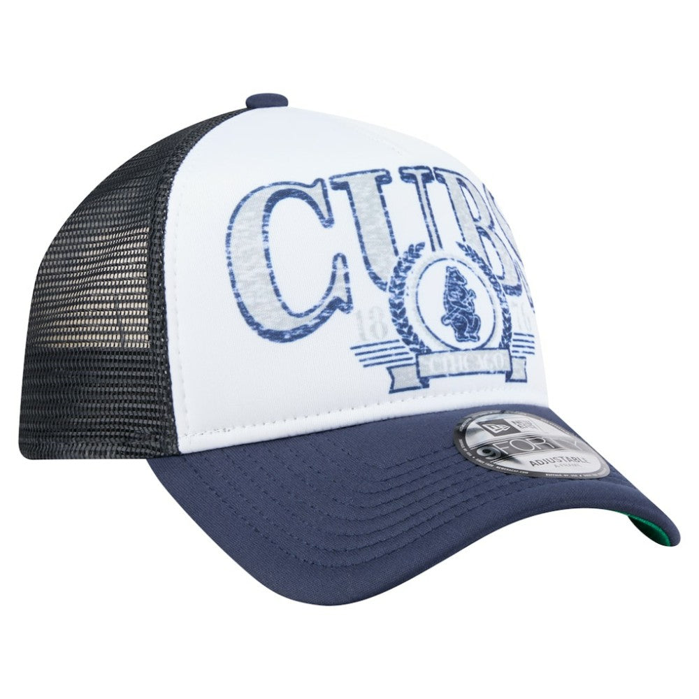 Chicago Cubs New Era Distressed 9FORTY A-Frame Adjustable Trucker Hat | MLB Online