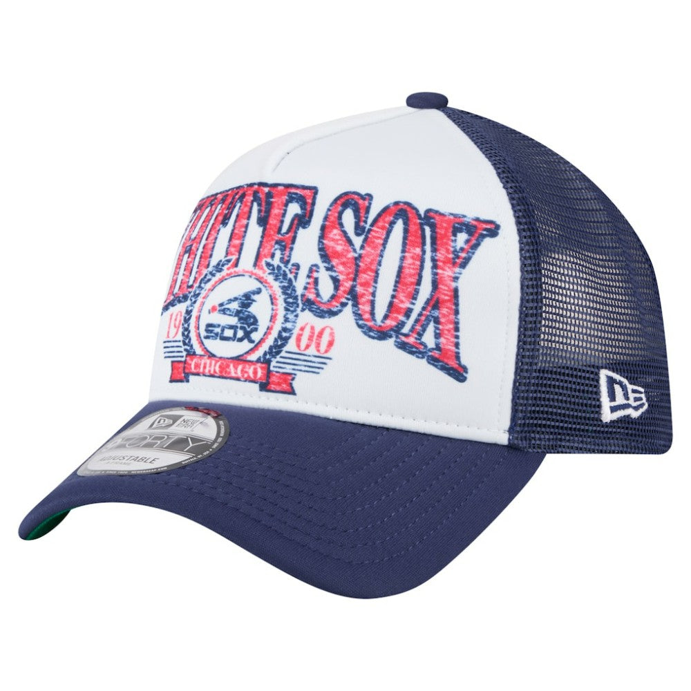 Chicago White Sox New Era Distressed 9FORTY A-Frame Adjustable Trucker Hat | MLB For sale