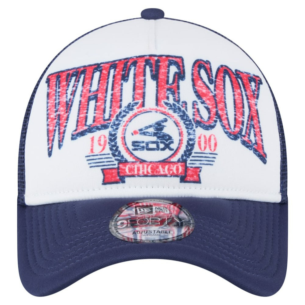 Chicago White Sox New Era Distressed 9FORTY A-Frame Adjustable Trucker Hat | MLB For sale