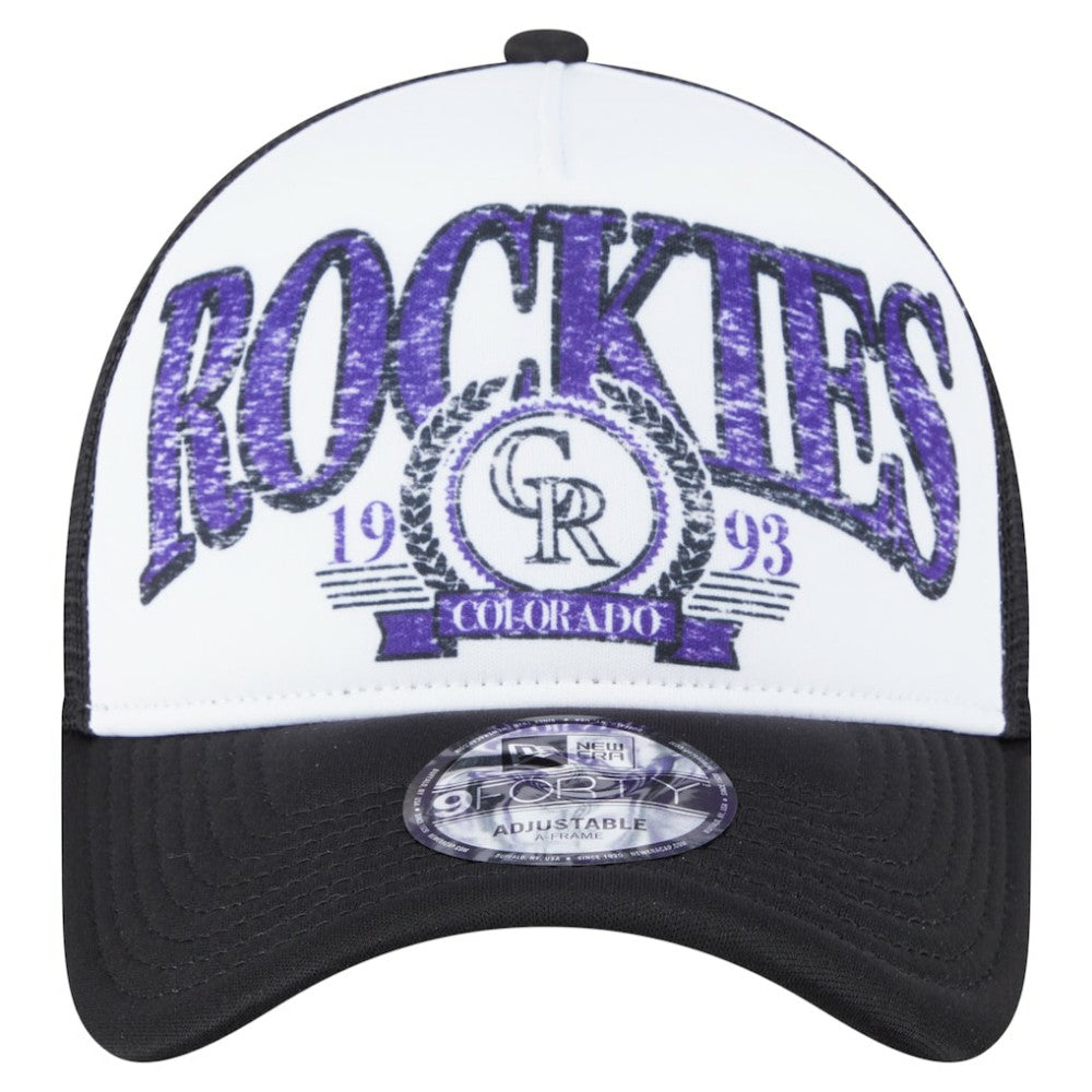 Colorado Rockies New Era Distressed 9FORTY A-Frame Adjustable Trucker Hat | MLB Discount