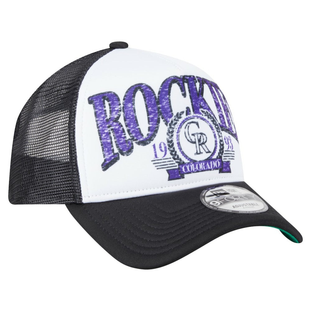 Colorado Rockies New Era Distressed 9FORTY A-Frame Adjustable Trucker Hat | MLB Discount