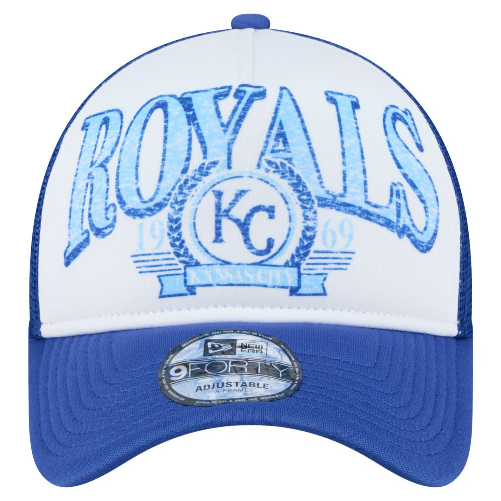 Kansas City Royals New Era Distressed 9FORTY A-Frame Adjustable Trucker Hat | MLB US