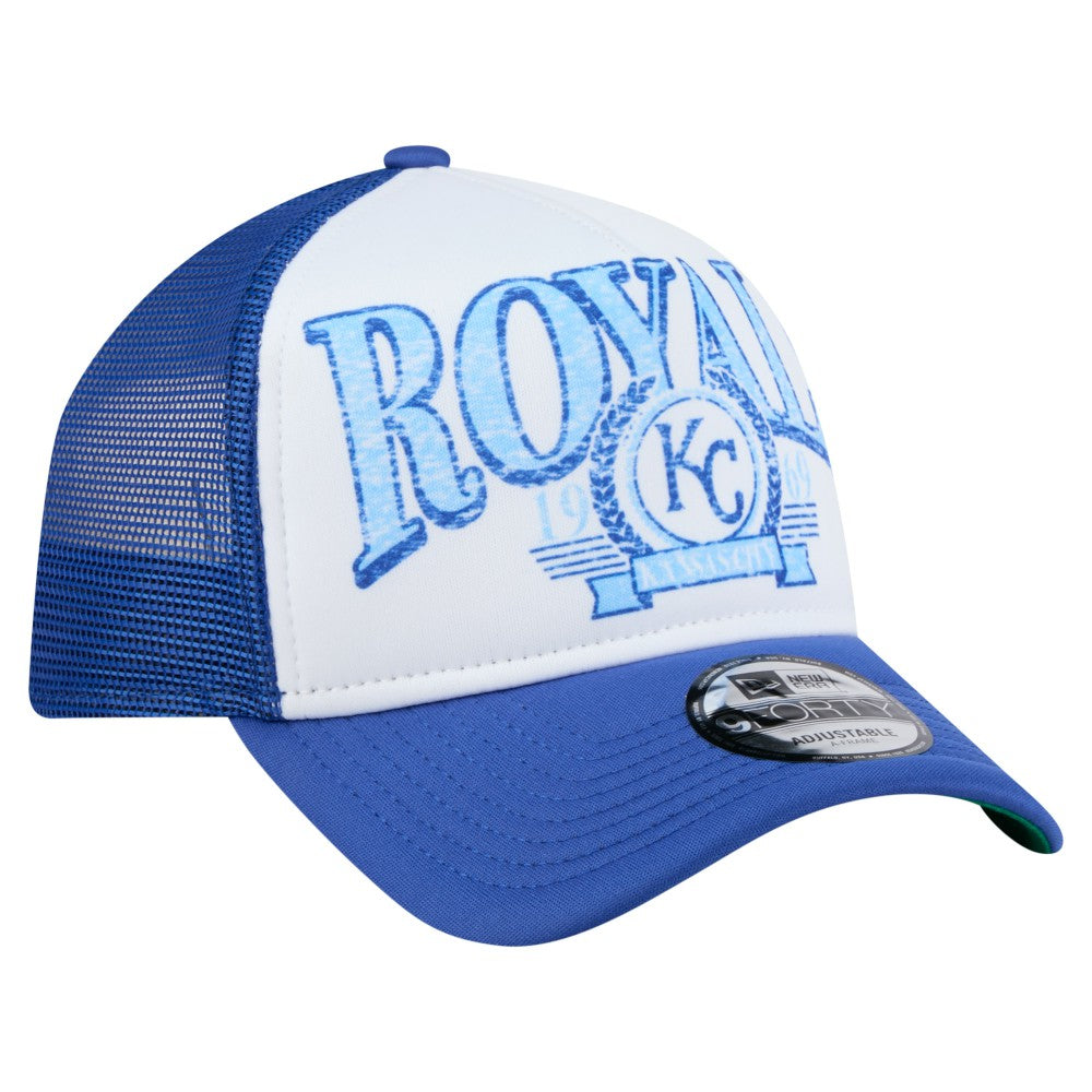 Kansas City Royals New Era Distressed 9FORTY A-Frame Adjustable Trucker Hat | MLB US