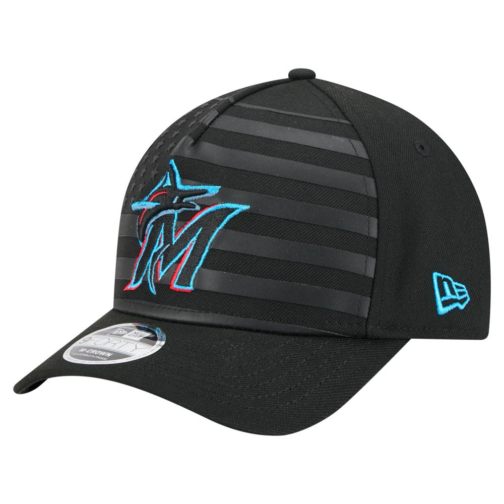 Miami Marlins New Era American Flag 9FORTY M-Crown A-Frame Adjustable Hat | MLB Outlet
