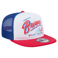 Atlanta Braves New Era Retro Script Trucker 9FIFTY Snapback Hat | MLB On Sale