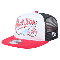 Boston Red Sox New Era Retro Script Trucker 9FIFTY Snapback Hat | MLB Discount