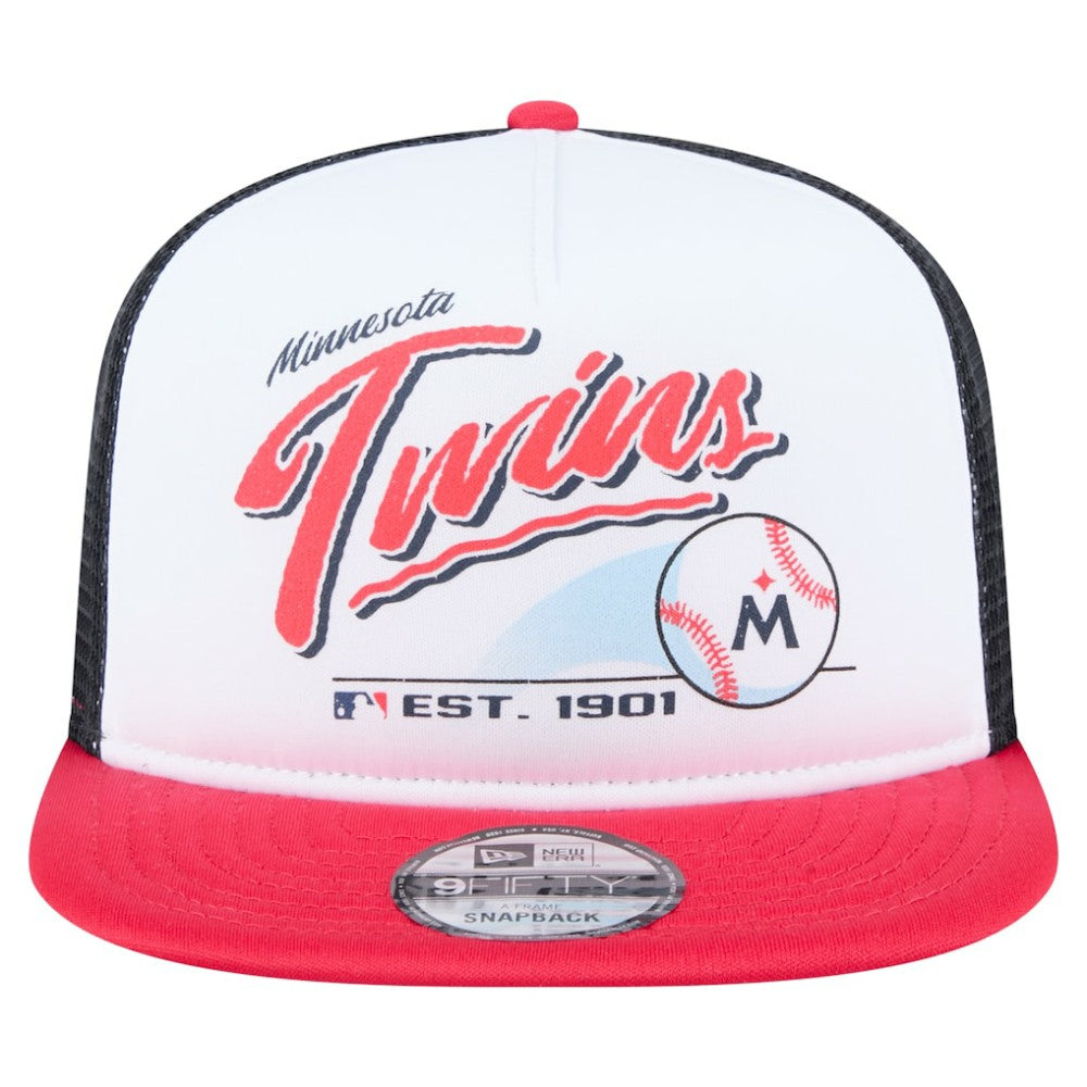 Minnesota Twins New Era Retro Script Trucker 9FIFTY Snapback Hat | MLB New