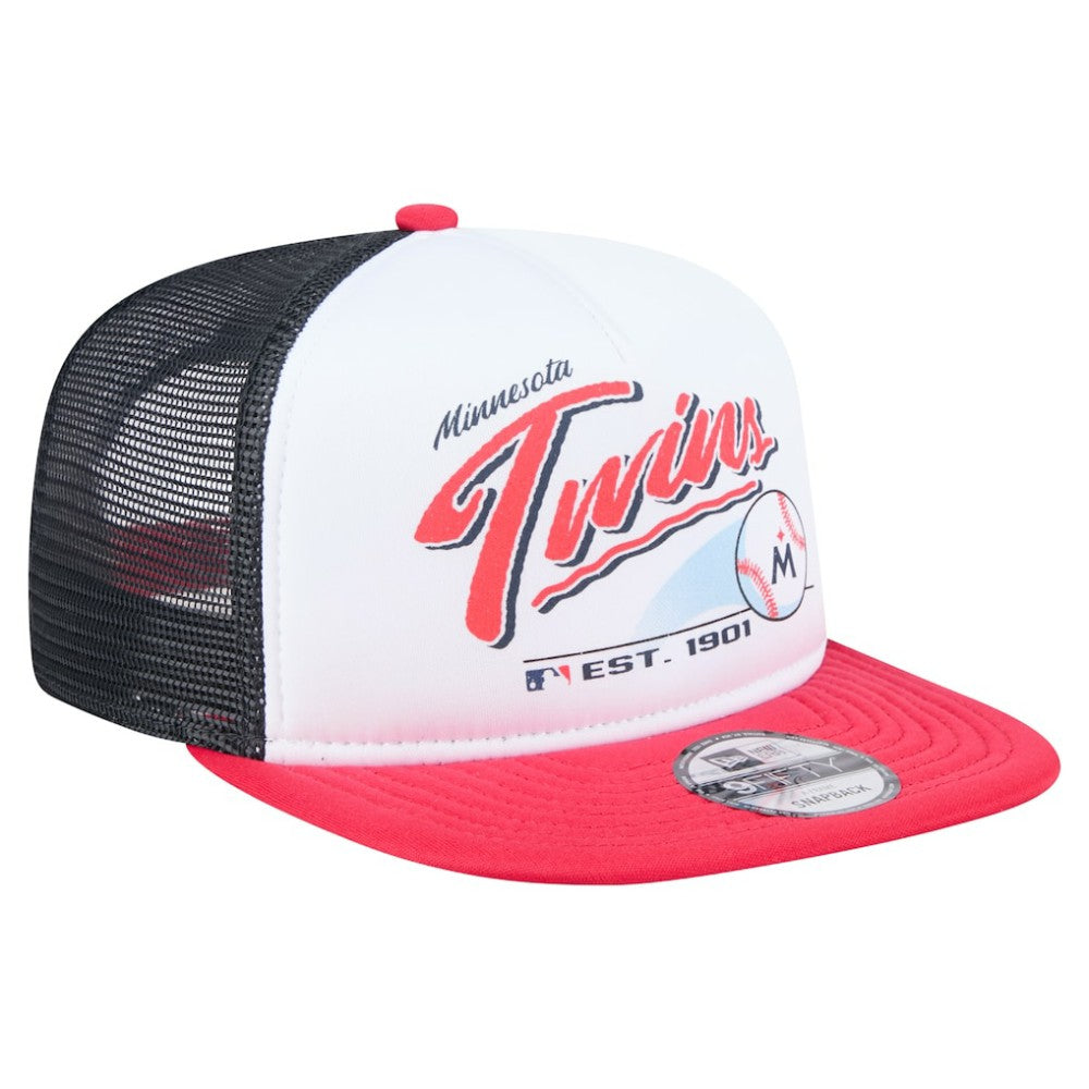 Minnesota Twins New Era Retro Script Trucker 9FIFTY Snapback Hat | MLB New