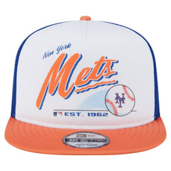New York Mets New Era Retro Script Trucker 9FIFTY Snapback Hat | MLB On Sale