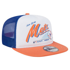 New York Mets New Era Retro Script Trucker 9FIFTY Snapback Hat | MLB On Sale