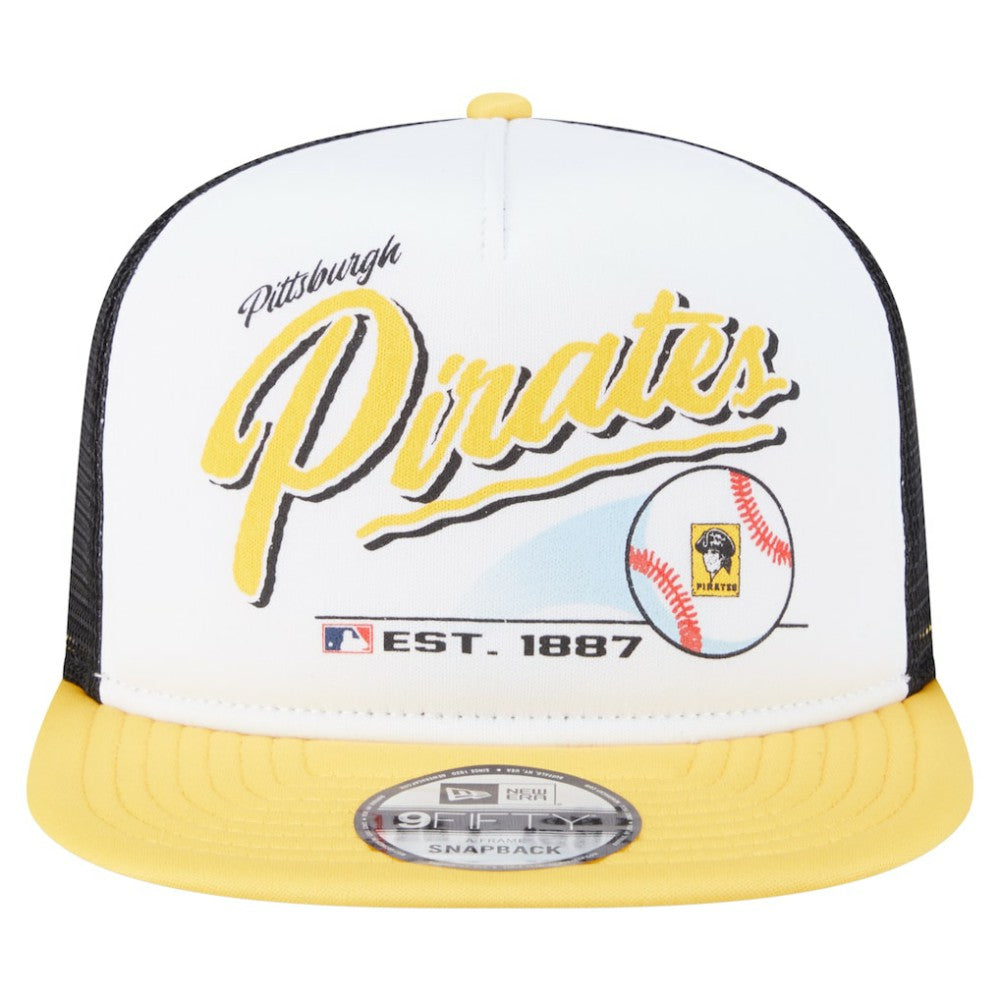 Pittsburgh Pirates New Era Retro Script Trucker 9FIFTY Snapback Hat | MLB Shop