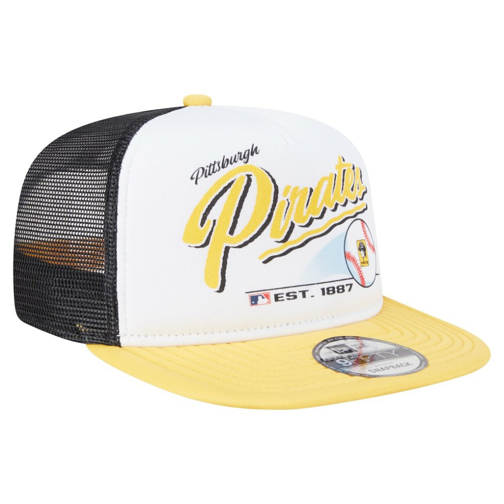 Pittsburgh Pirates New Era Retro Script Trucker 9FIFTY Snapback Hat | MLB Shop