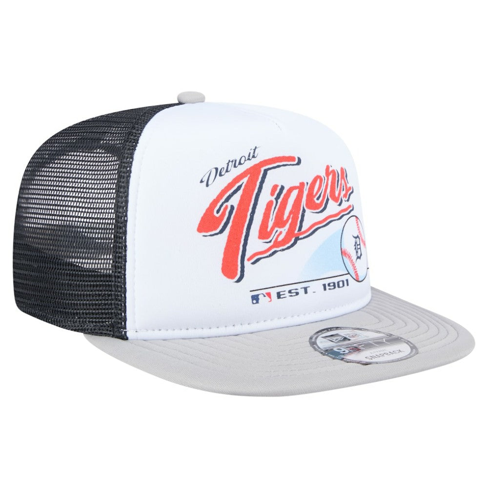 Detroit Tigers New Era Retro Script Trucker 9FIFTY Snapback Hat | MLB Near me