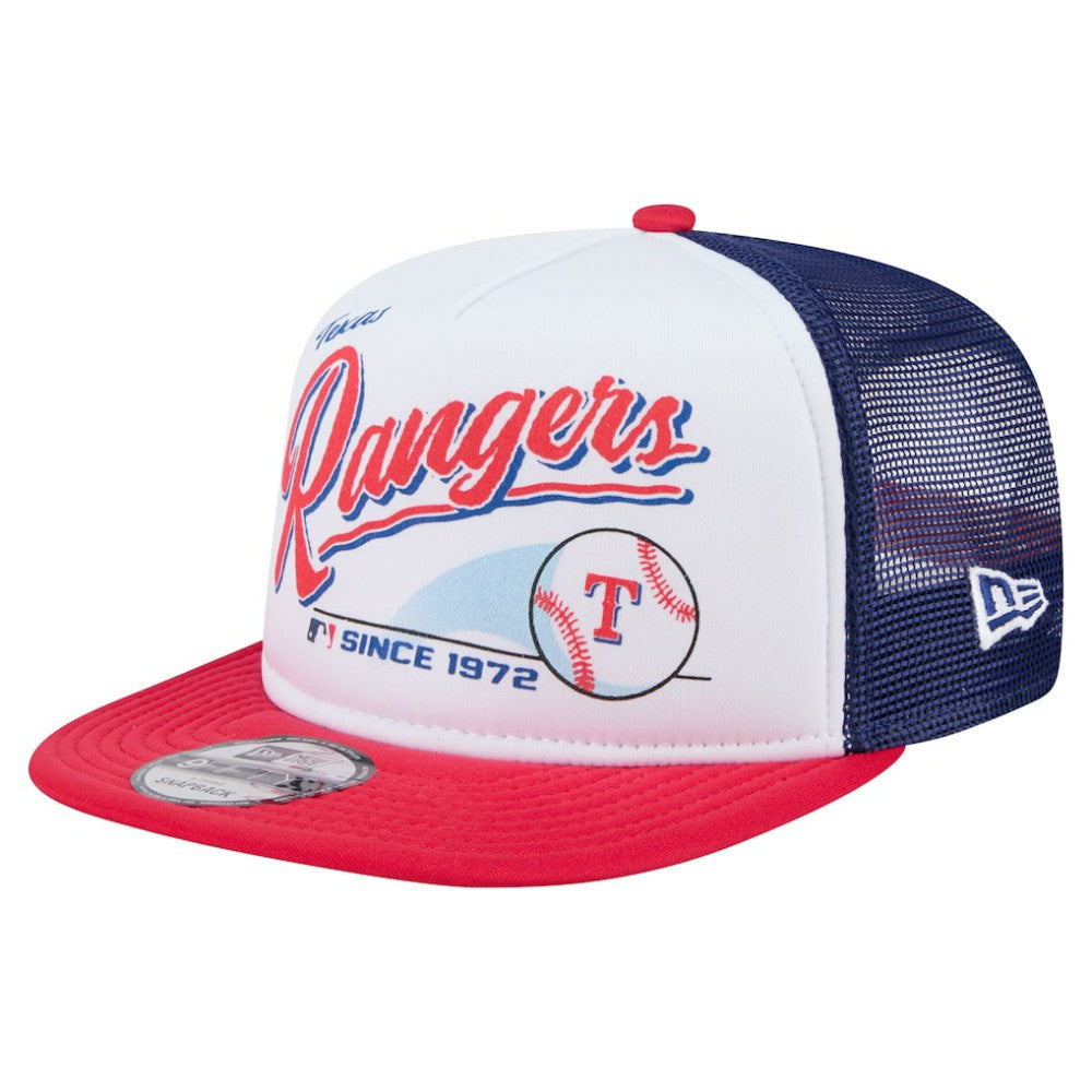 Texas Rangers New Era Retro Script Trucker 9FIFTY Snapback Hat | MLB Online