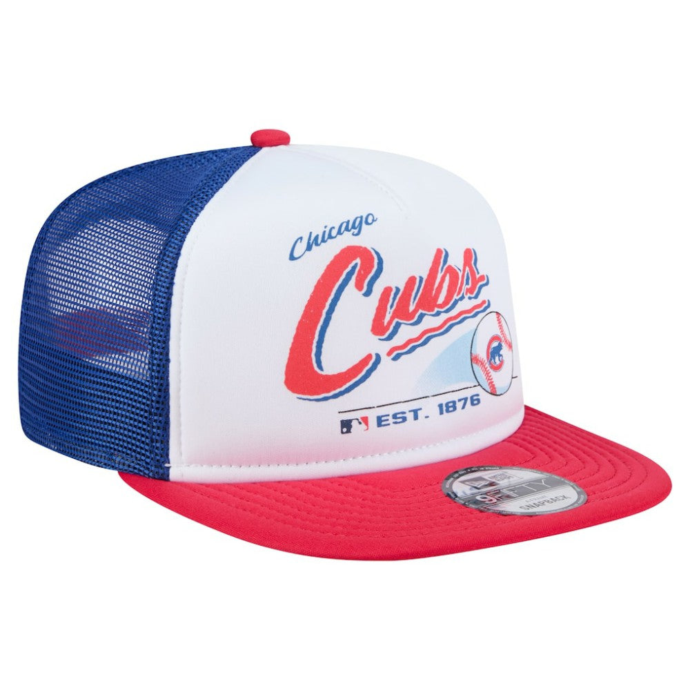 Chicago Cubs New Era Retro Script Trucker 9FIFTY Snapback Hat | MLB Near me
