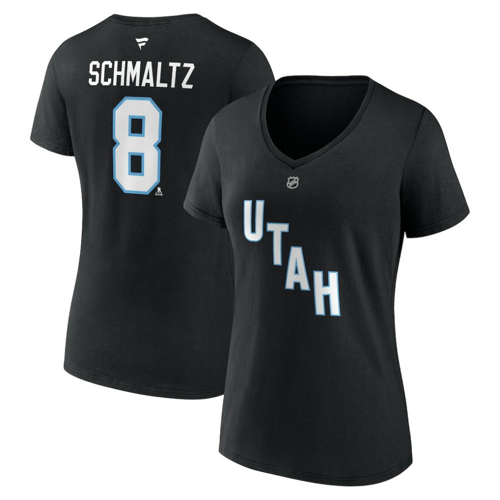 Nick Schmaltz Utah Mammoth Fanatics Women's Authentic Stack Name & Number V-Neck T-Shirt On Sale