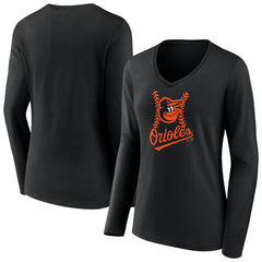 Baltimore Orioles Women's Fastball Long Sleeve V-Neck T-Shirt | MLB Shop
