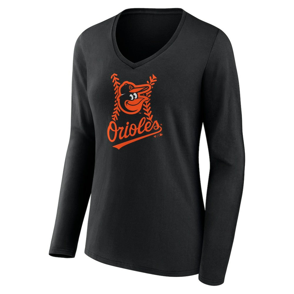 Baltimore Orioles Women's Fastball Long Sleeve V-Neck T-Shirt | MLB Shop