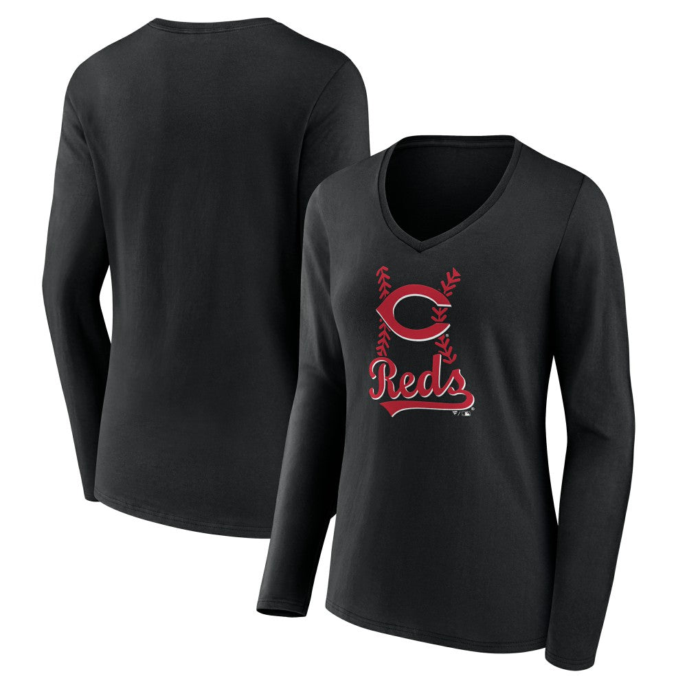 Cincinnati Reds Women's Fastball Long Sleeve V-Neck T-Shirt | MLB Online