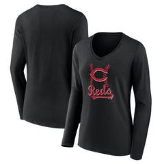 Cincinnati Reds Women's Fastball Long Sleeve V-Neck T-Shirt | MLB Online