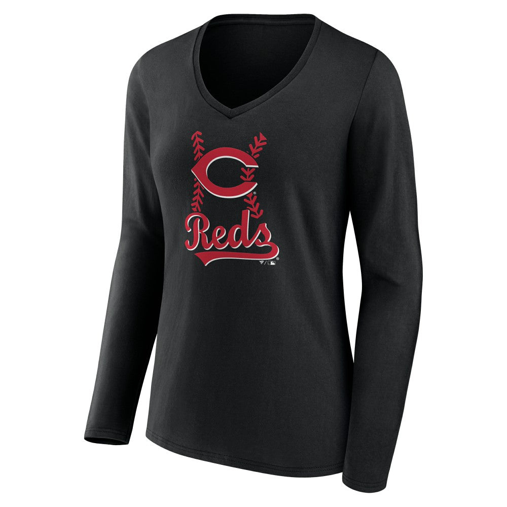 Cincinnati Reds Women's Fastball Long Sleeve V-Neck T-Shirt | MLB Online